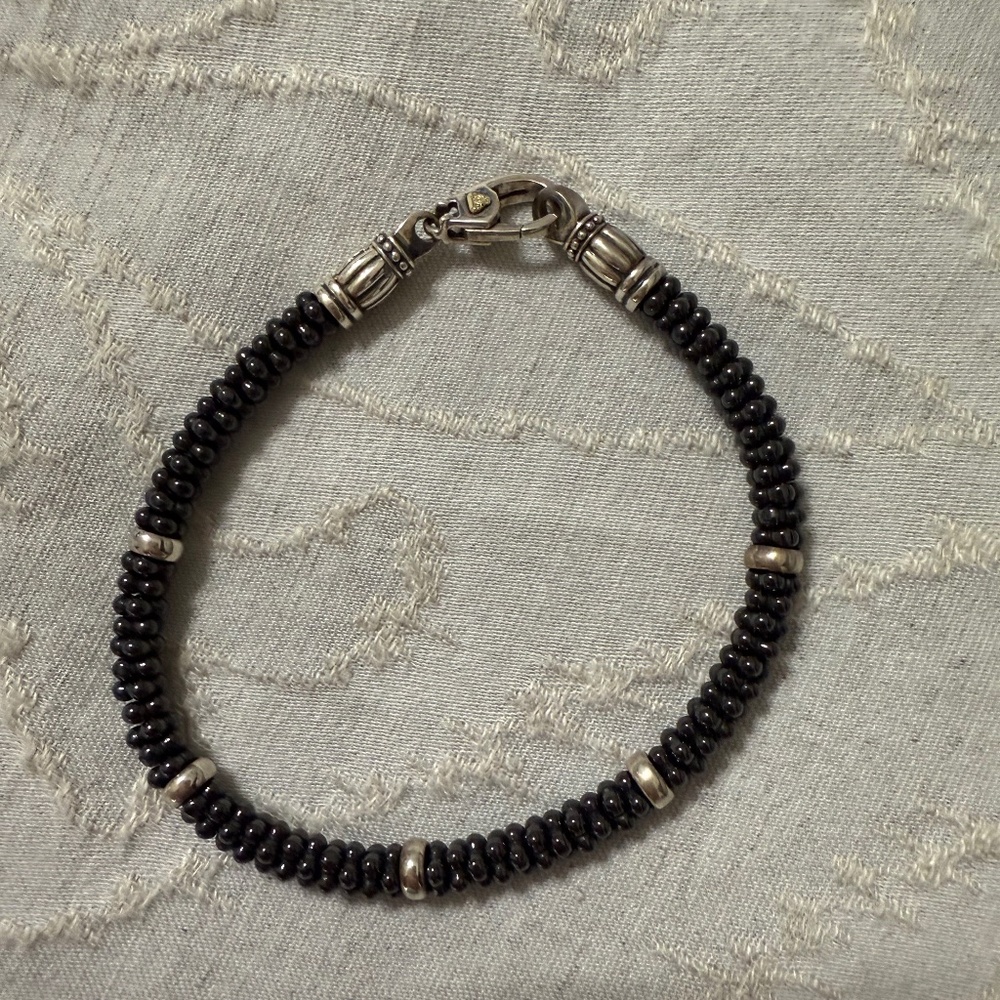 Lagos ceramic black caviar bracelet with sterling silver
